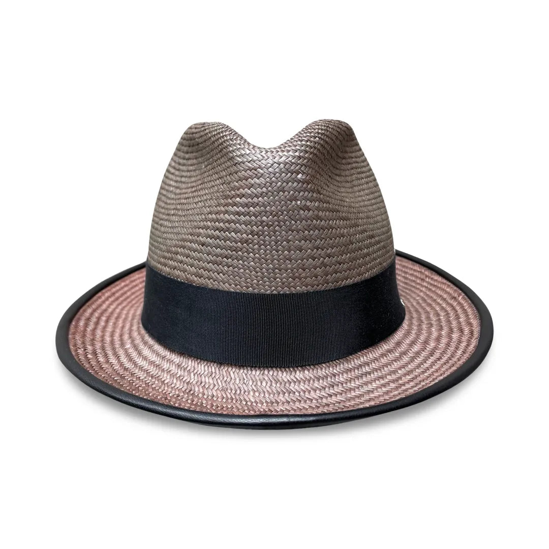 Alicia - Panama Straw Fedora with Leather Piping