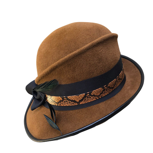 Barrett - Cinnamon Cloche with Coque Feathers & Lambskin Trim