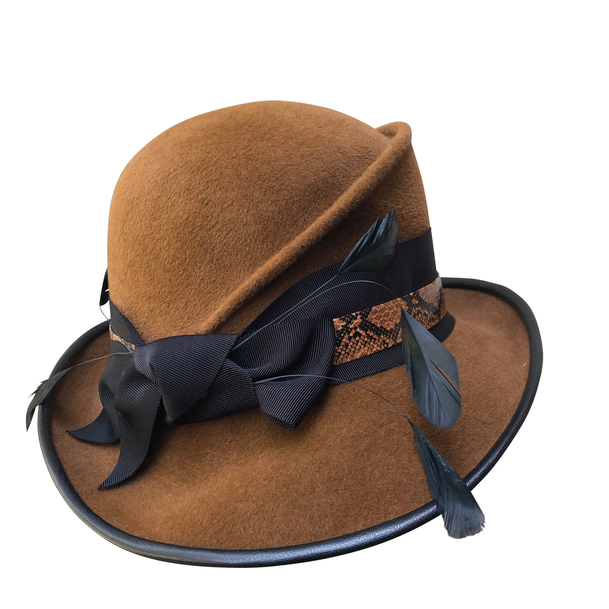 Barrett - Cinnamon Cloche with Coque Feathers & Lambskin Trim