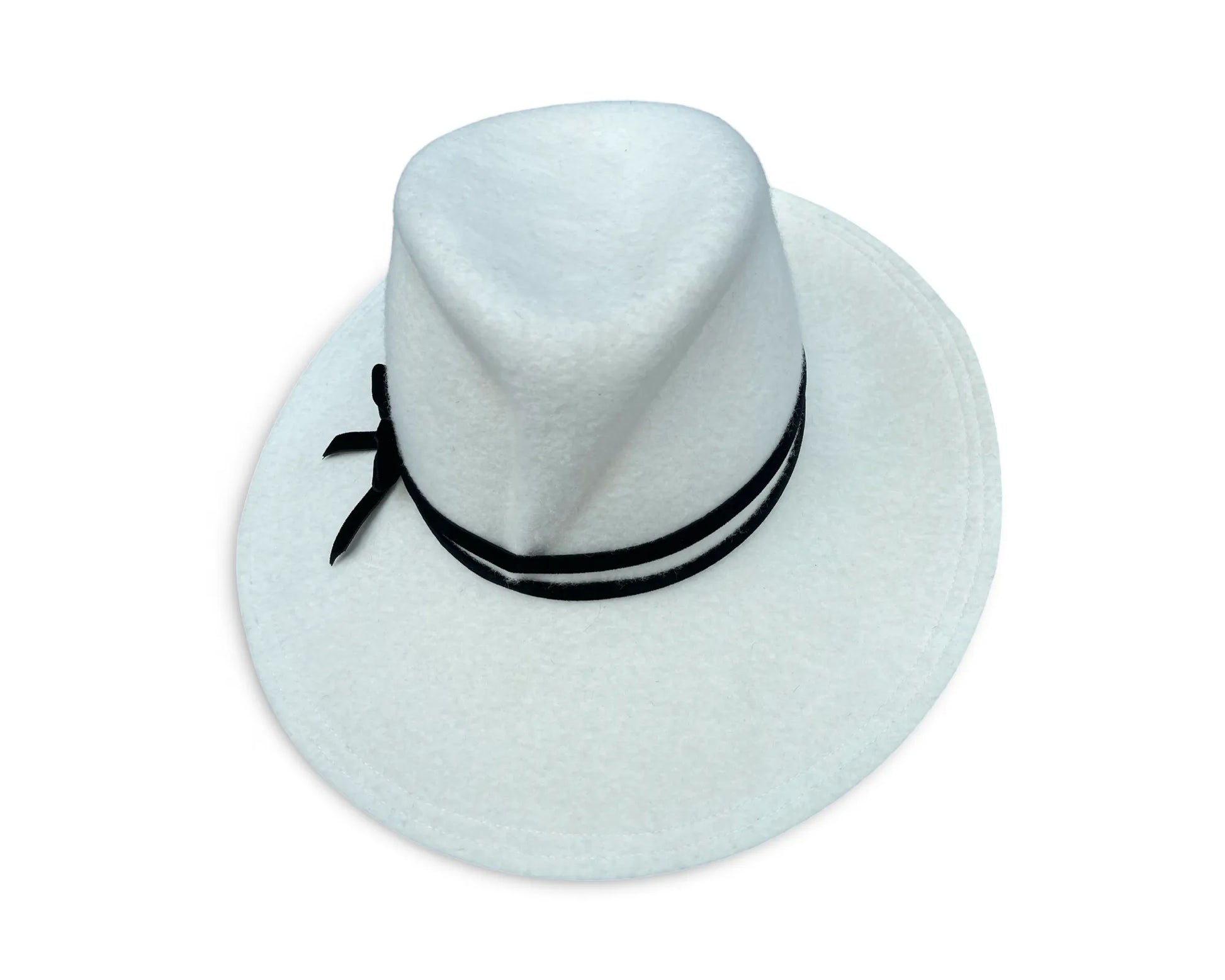 Bella Fedora - Ivory Wool Felt Fedora with Velvet Ribbon
