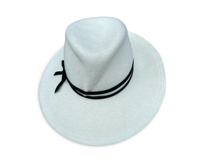 Bella Fedora - Ivory Wool Felt Fedora with Velvet Ribbon