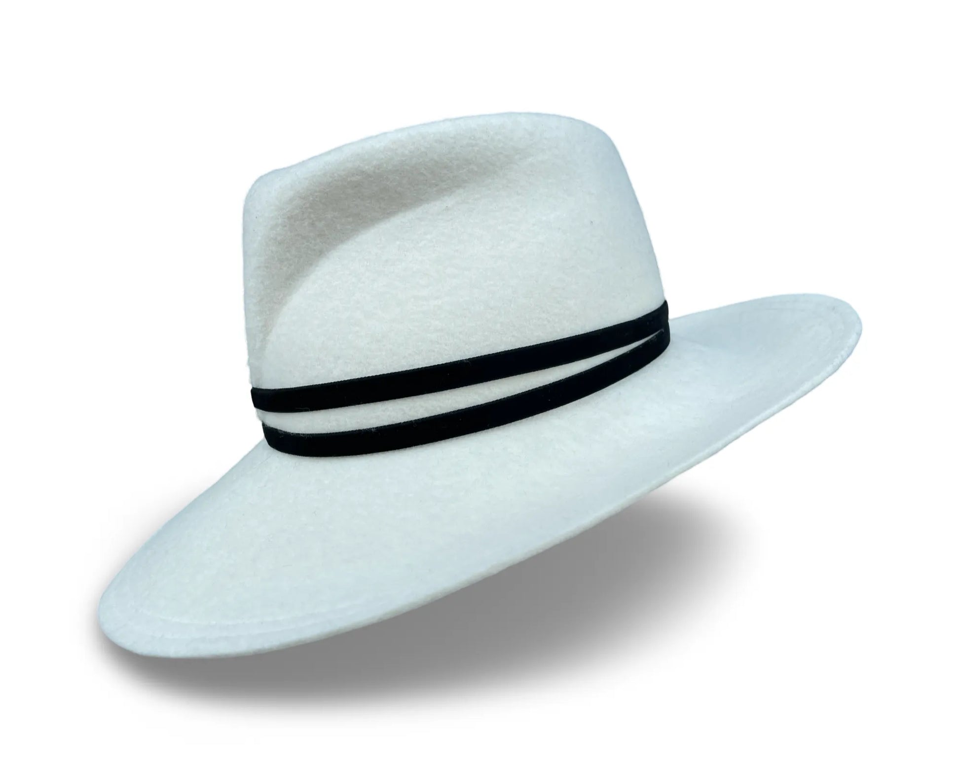 Bella Fedora - Ivory Wool Felt Fedora with Velvet Ribbon