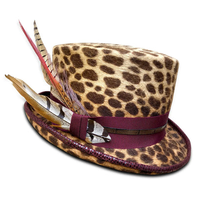 Coachman - Leopard Top Hat with Boater Crown & Stingy Brim