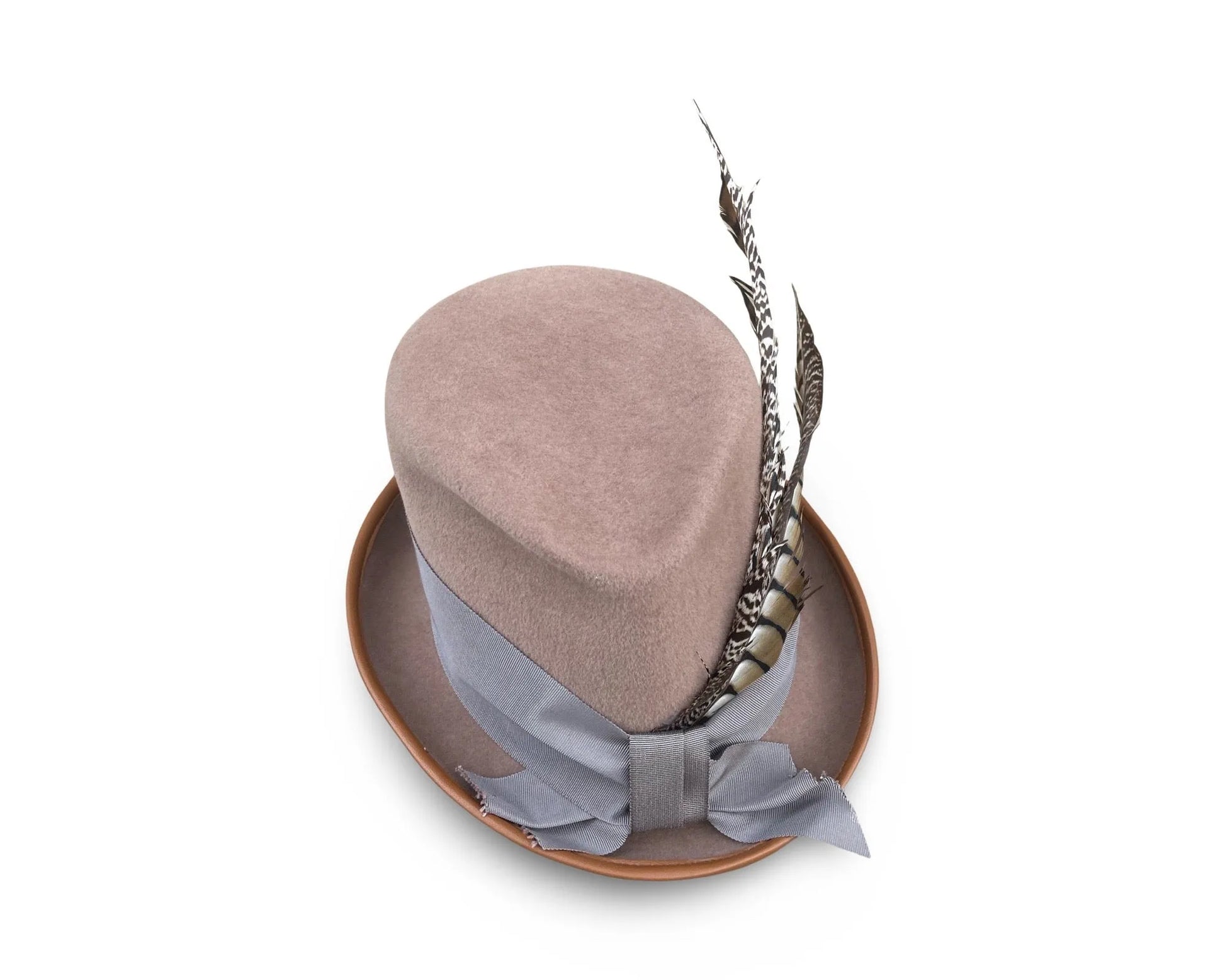 Danbury Bridgerton Top Hat - Fur Felt with Feather Trim