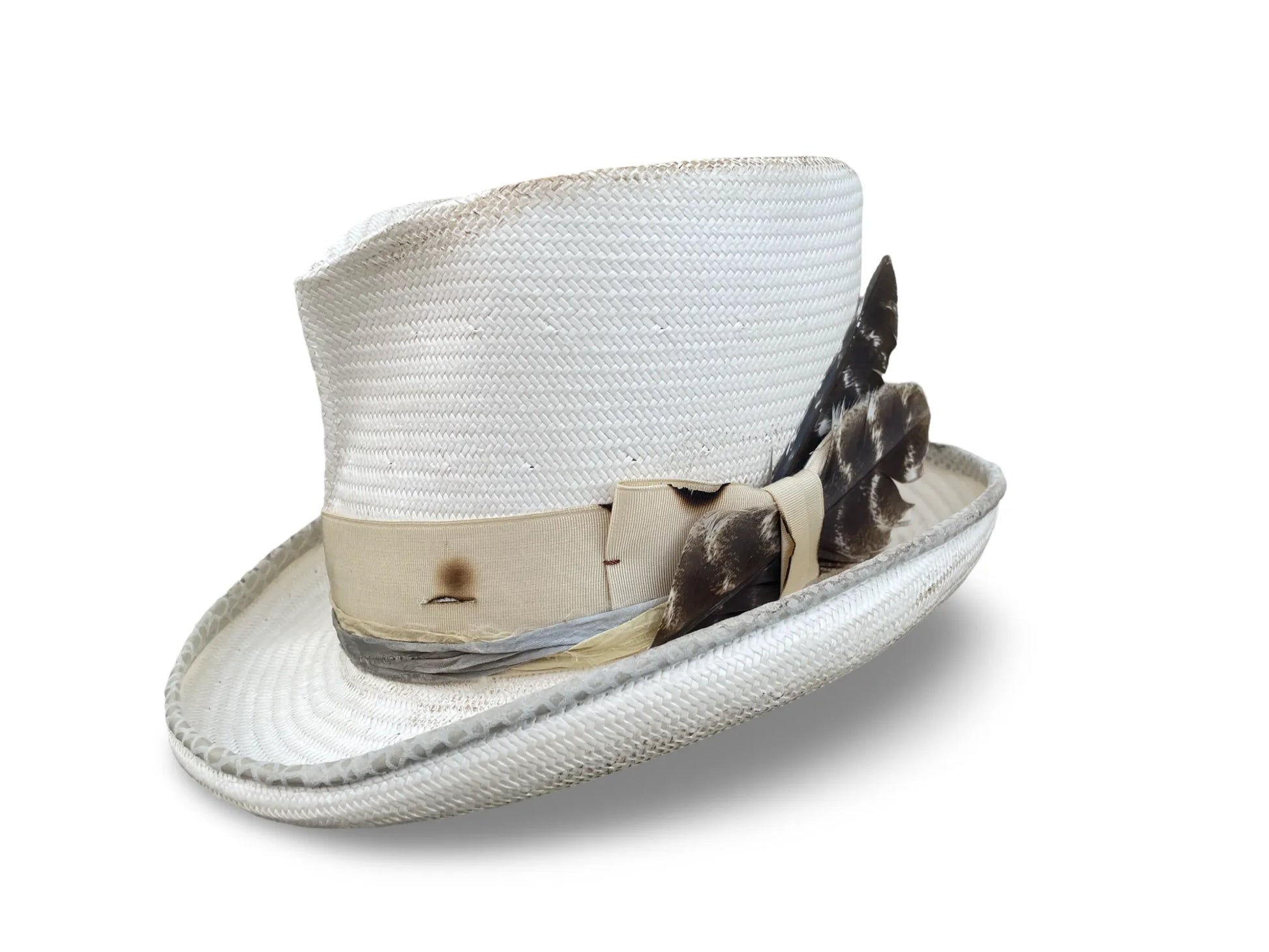 Distressed Diablo - Slouchy Distressed Straw Top Hat