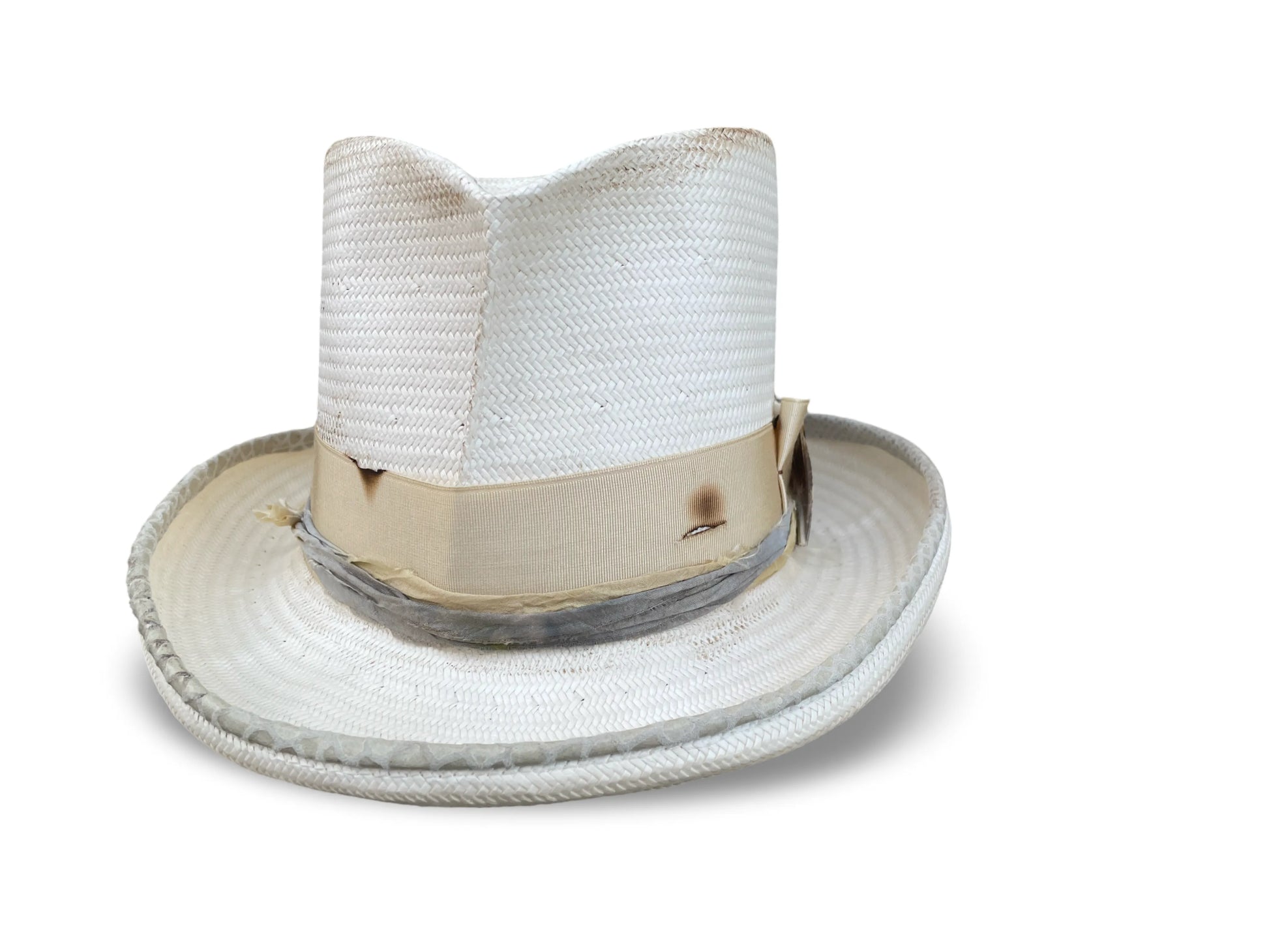 Distressed Diablo - Slouchy Distressed Straw Top Hat