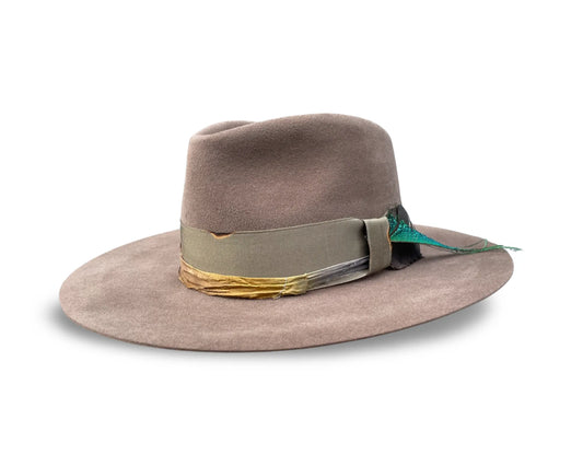 Dunn - Teardrop Felt Fedora with Vintage Sari Trim