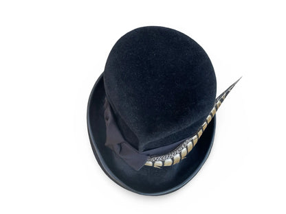 El Diablo - Slouchy Gold Top Hat with Pheasant Feather