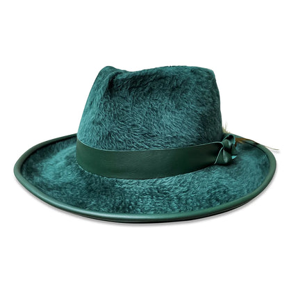 Giorgio Vert Fedora - Beaver Felt Hat with Leather Trim & Pleated Crown