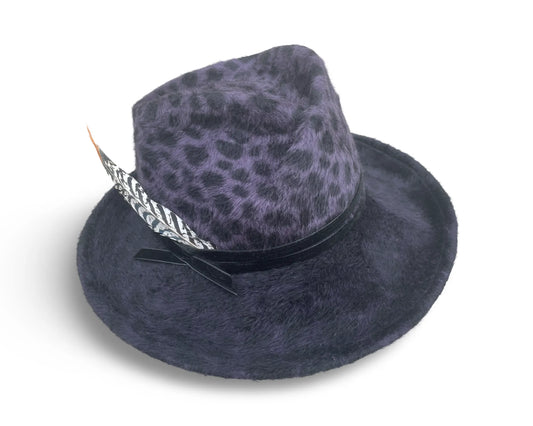 Grace Leopard Fedora - Ombre Fur Felt with Velvet Trim