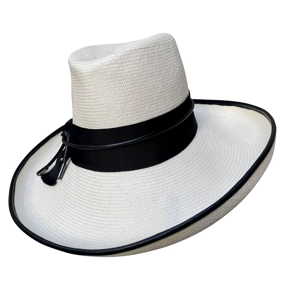 Gypsy - Asymmetrical Fedora in Shantung Straw with Cord Trim