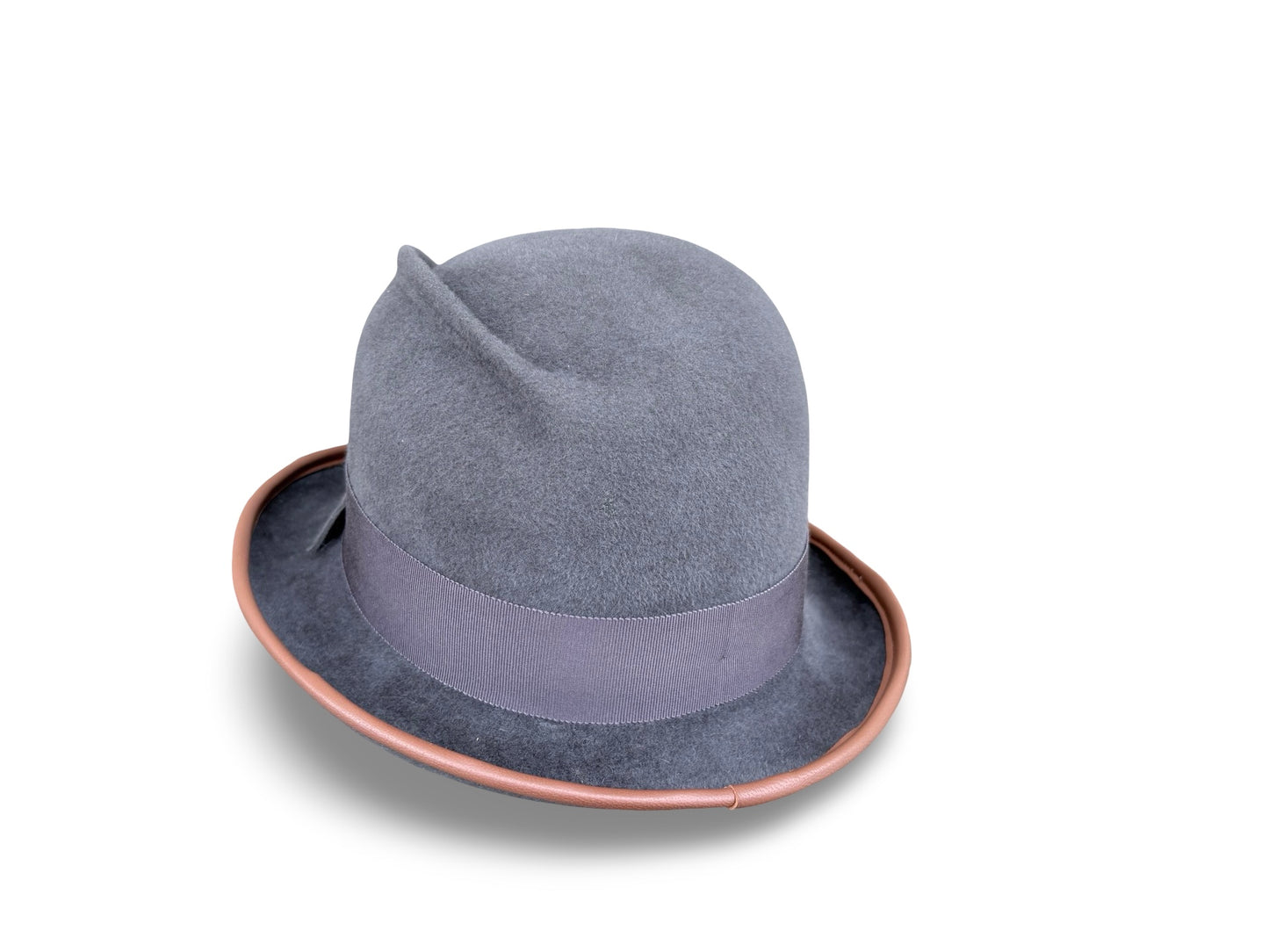Fern - Grey Felt Cloche with Camel Lizard & Felt Feather