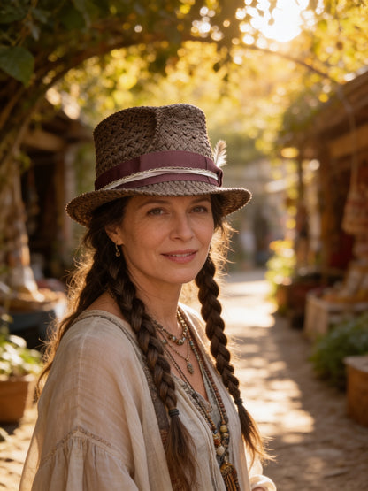 El Diablo Grande - Cocoa Brown Crocheted Straw Top Hat