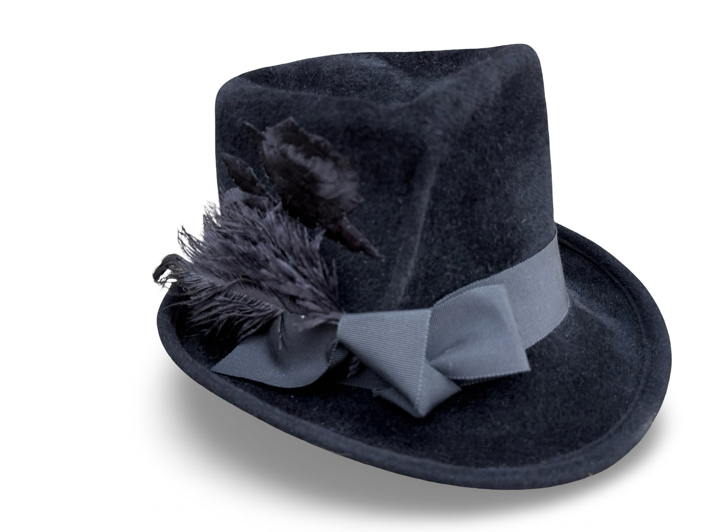 Flora - El Diablo Grande - Black Felt Monochromatic Top Hat