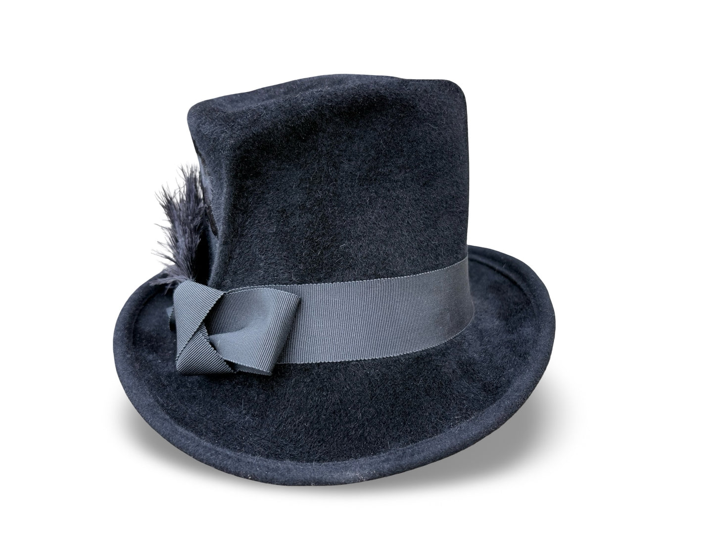 Flora - El Diablo Grande - Black Felt Monochromatic Top Hat