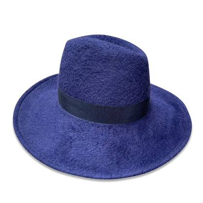Jet Set - Indigo Asymmetrical Fedora with Statement Feather