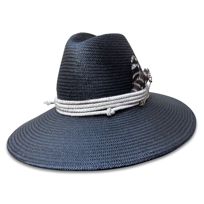 Jet Set - Unique Wide Brim Fedora with Distressed Trim