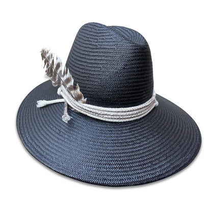 Jet Set - Unique Wide Brim Fedora with Distressed Trim
