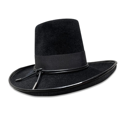 La Dolce Vita Top Hat - Black Felt with Patent Leather & Grosgrain