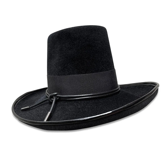 La Dolce Vita Top Hat - Black Felt with Patent Leather & Grosgrain