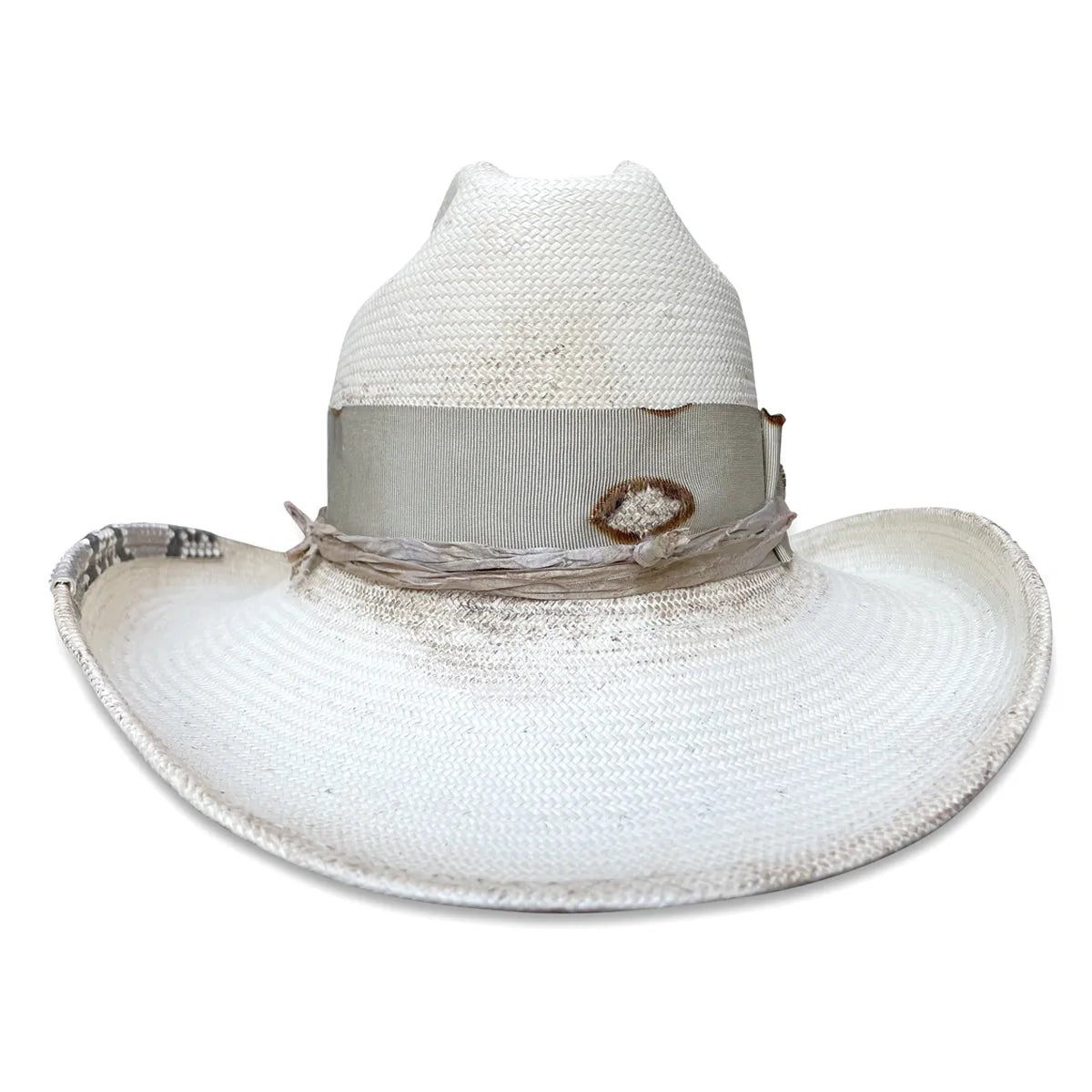 La Petite Chatte Cowboy Hat - Distressed Straw with Snakeskin Trim