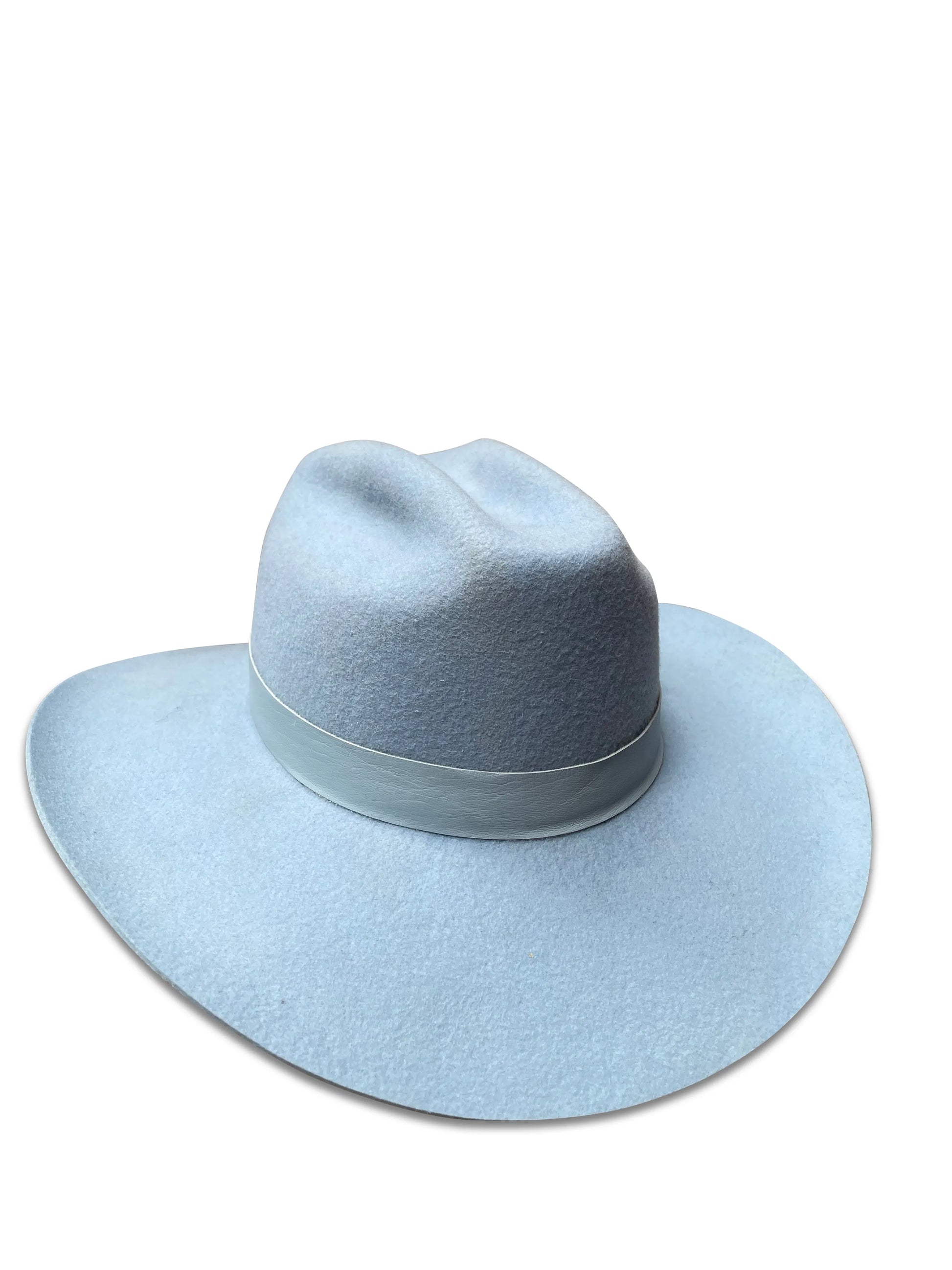 Le Twat Cowboy Hat - Sky Blue Wool with Tonal Trim & Cowboy Brim