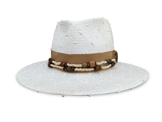 Liberty - White Straw Fedora with Sustainable Trim