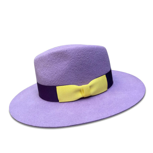 Nanphanita X Cha Cha Fedora - Lavender Wool with Color Block Trim