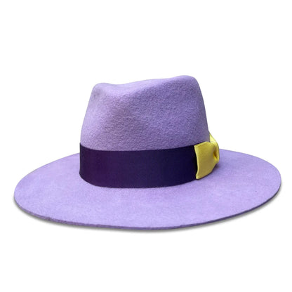 Nanphanita X Cha Cha Fedora - Lavender Wool with Color Block Trim