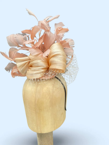 Orchid Blush Fascinator - Silk Abaca with Feather Detail