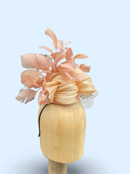 Orchid Blush Fascinator - Silk Abaca with Feather Detail