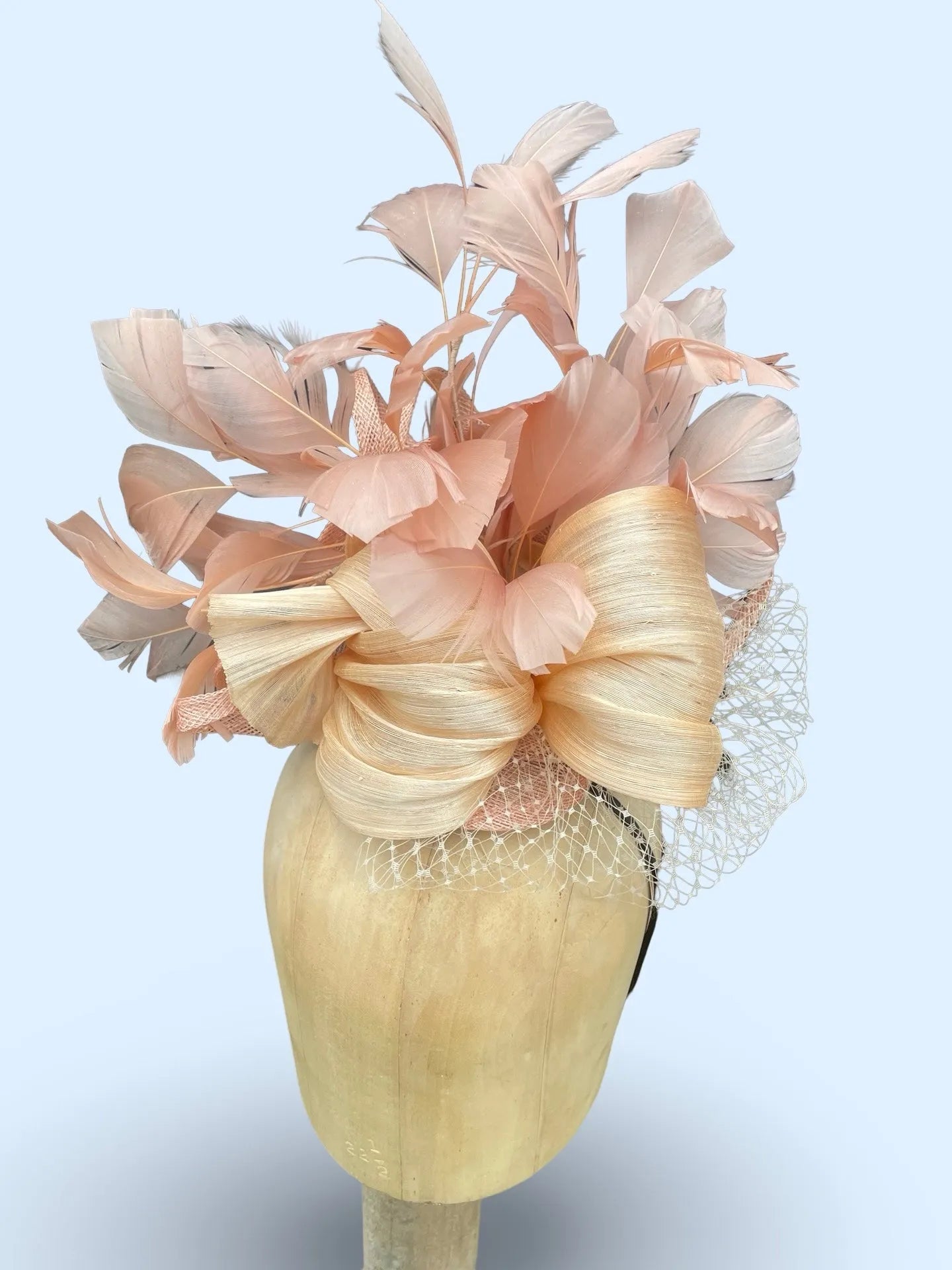 Orchid Blush Fascinator - Silk Abaca with Feather Detail