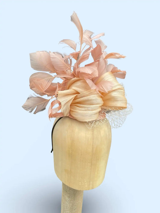 Orchid Blush Fascinator - Silk Abaca with Feather Detail