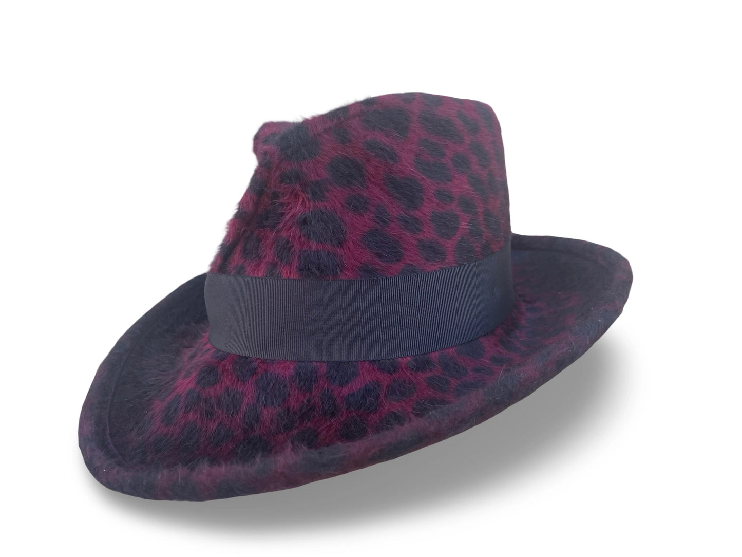 Burgundy/Black Leopard Fedoa Left Side View