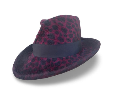 Burgundy/Black Leopard Fedoa Left Side View