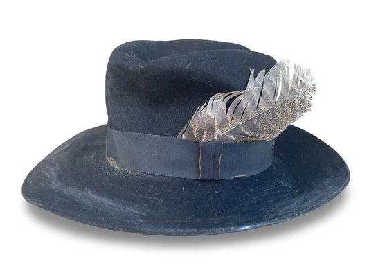 Patti Distressed Top Hat - Vintage Felt with Removable Tie