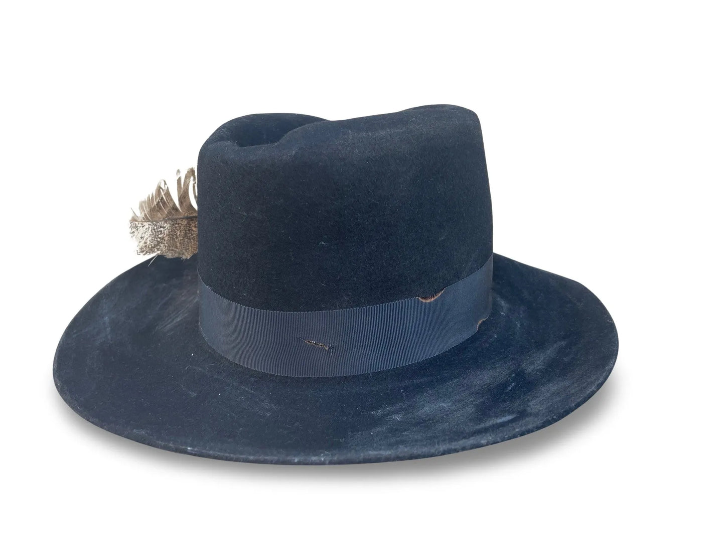 Patti Distressed Top Hat - Vintage Felt with Removable Tie