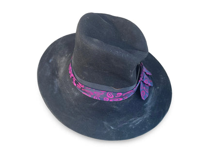 Patti Distressed Top Hat - Vintage Felt with Removable Tie