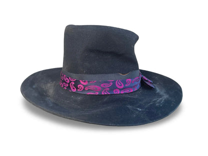 Patti Distressed Top Hat - Vintage Felt with Removable Tie