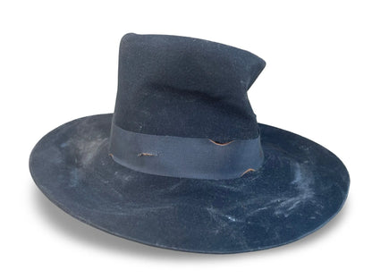 Patti Distressed Top Hat - Vintage Felt with Removable Tie