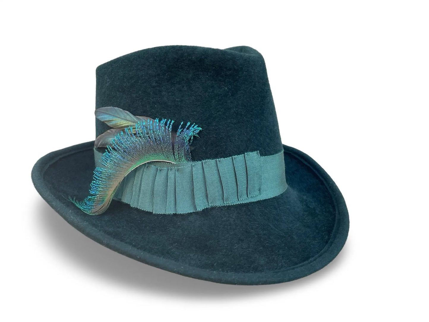 Philipa Tall Crown Fedora - Fur Felt with Feather Trim