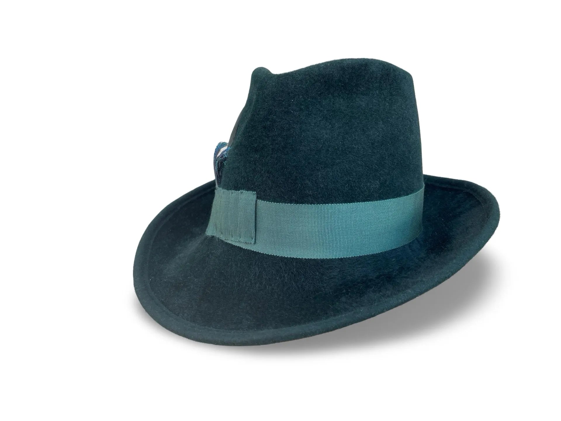 Philipa Tall Crown Fedora - Fur Felt with Feather Trim