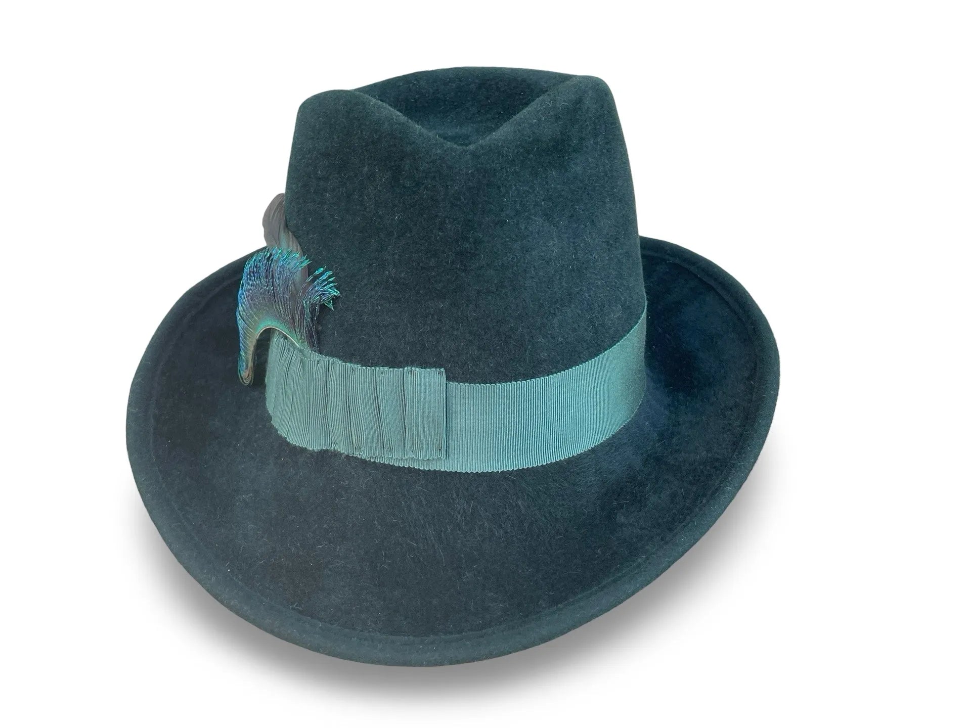 Philipa Tall Crown Fedora - Fur Felt with Feather Trim