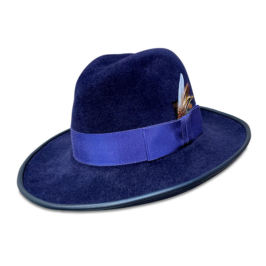 Royal - Velour Fur Felt Fedora with Lambskin Piping