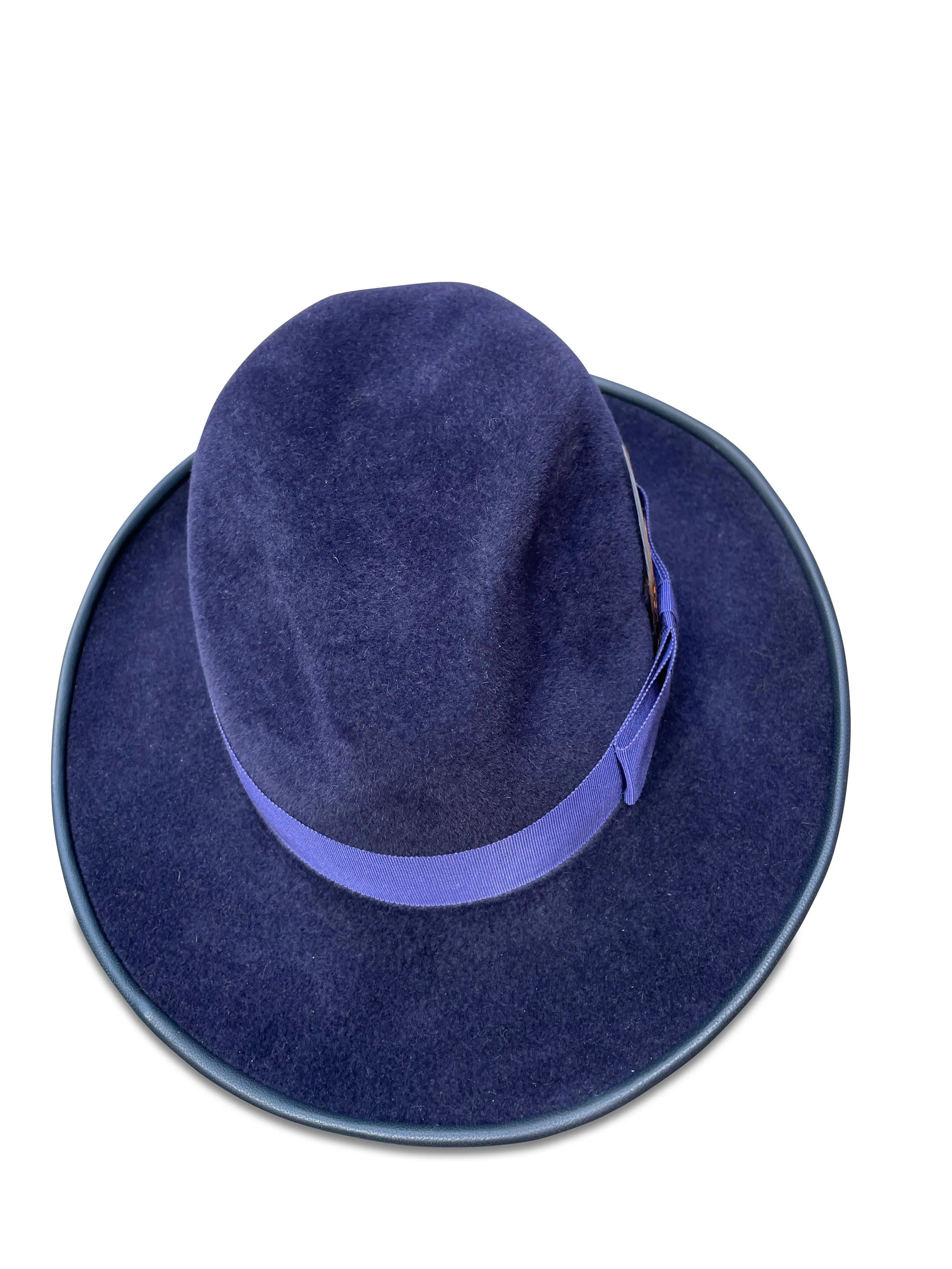 Royal - Velour Fur Felt Fedora with Lambskin Piping