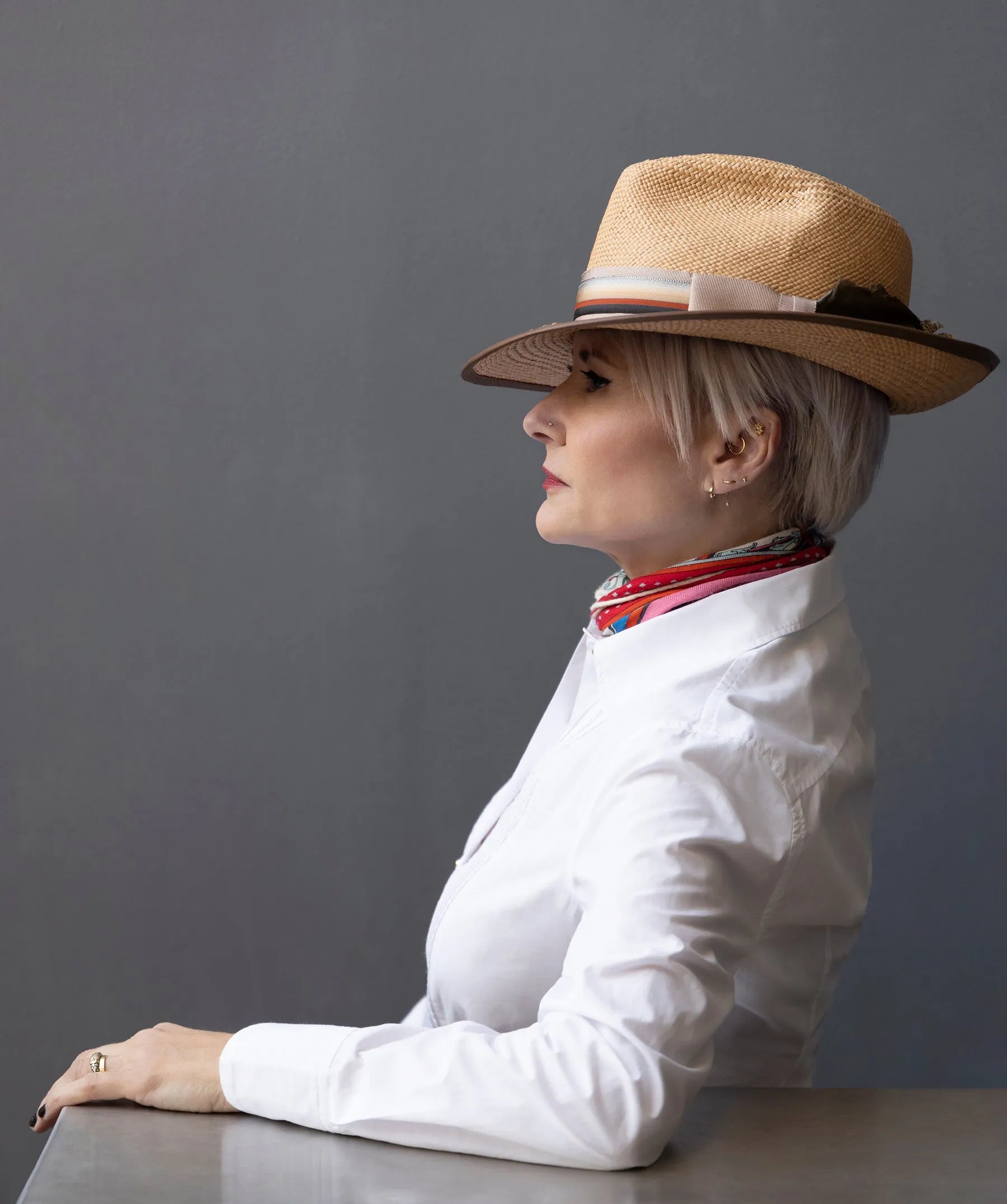 Royal Fedora Hat - Panama Straw with Leather Piping & Stripe Trim