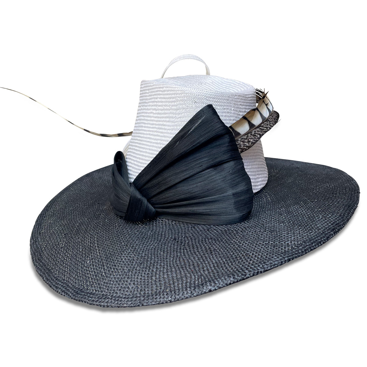 Newman Black and White Straw Hat from Cha Cha's House of Ill Repute a NYC hat shop